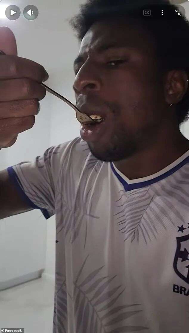 Jerry Sowood posted a near three minute video of himself to YouTube eating